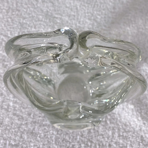 Vintage MCM Murano Art Glass Clear Crystal Basket - Picture 11 of 14